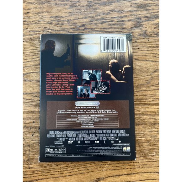 Panic Room 2002 DVD Superbit Edition Jodie Foster Forest Whitaker Pre-Owned - Picture 2 of 4